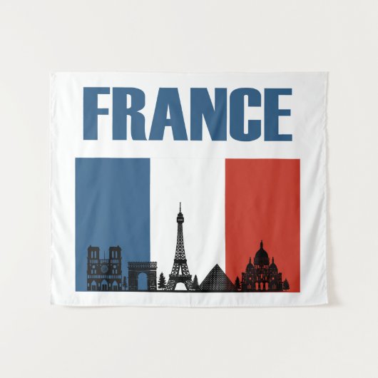 France Travel - Paris City Skyline Franse vlag Wandkleed (Voorkant (horizontaal))