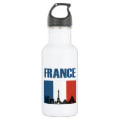 France Travel - Paris City Skyline Franse vlag Waterfles (Voorkant)