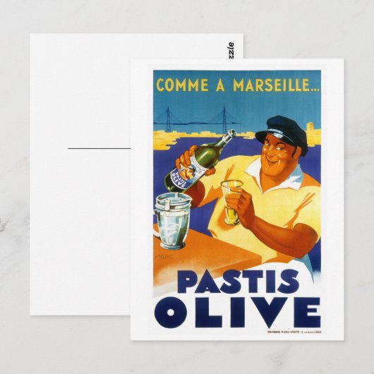 France Vintage Travel Poster teruggezet Briefkaart (Voorkant / Achterkant)