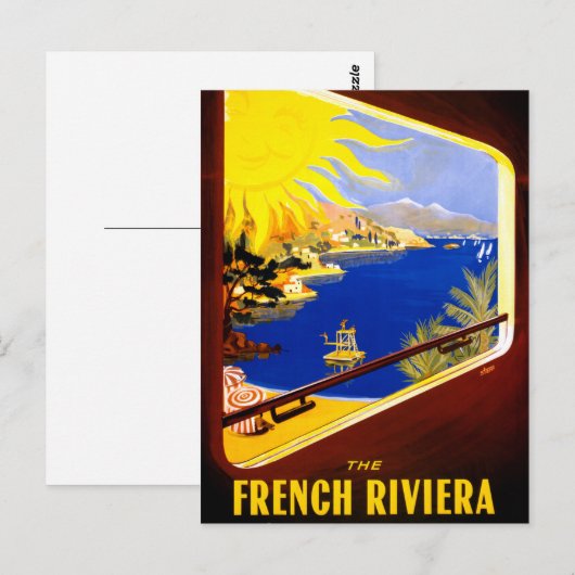 France Vintage Travel Poster teruggezet Briefkaart (Voorkant / Achterkant)