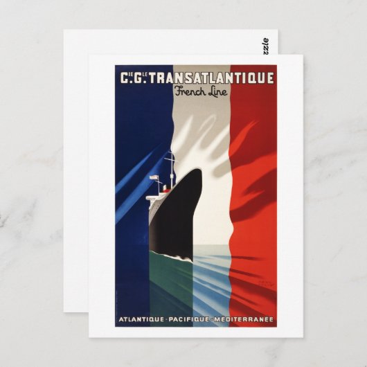 France Vintage Travel Poster teruggezet Briefkaart (Voorkant / Achterkant)