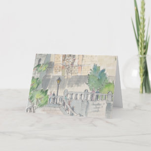 "France" Waterverf Sketch Wenskaart Feestdagen Kaart