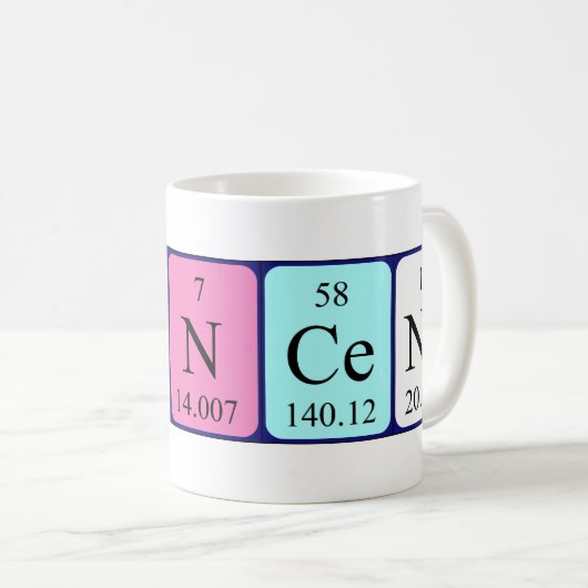 Francene periodieke table name mok (Voorkant rechts)