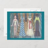 Frances, Art Deco Lady van 1937 Paper Doll Briefka Briefkaart (Voorkant / Achterkant)