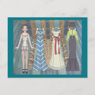 Frances, Art Deco Lady van 1937 Paper Doll Briefka Briefkaart