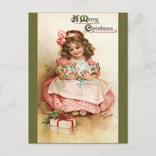 Frances Brundage - Meisje met Doll Feestdagenkaart (Voorkant)