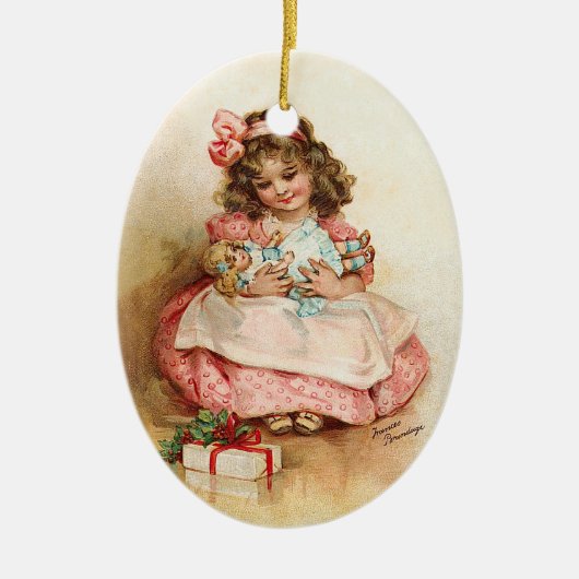 Frances Brundage - Meisje met Doll Keramisch Ornament (Voorkant)