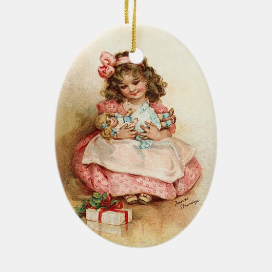 Frances Brundage - Meisje met Doll Keramisch Ornament (Achterkant)