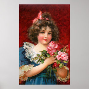 Frances Brundage: Meisje met Rozen Poster