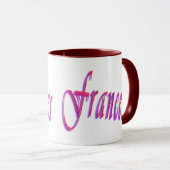 Frances, naam Logo, Maroon Combo Coffee Mok (Voorkant rechts)