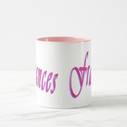 Frances, naam Logo, roze combo koffie Mok (Midden)