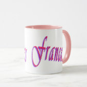 Frances, naam Logo, roze combo koffie Mok (Voorkant rechts)