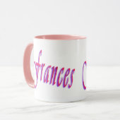 Frances, naam Logo, roze combo koffie Mok (Voorkant links)