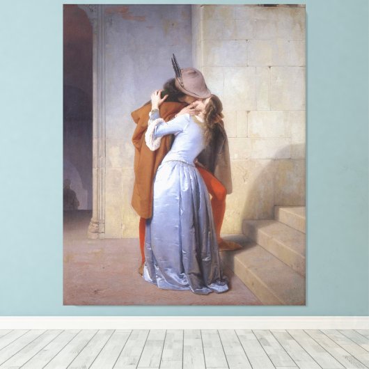 FRANCESCO HAYEZ - DE KUS (il Bacio) - 1859 - Canvas Afdruk (Insitu (Houten vloer))
