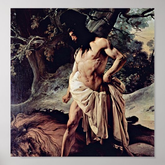 Francesco Hayez - Samson en de Lion Poster (Voorkant)