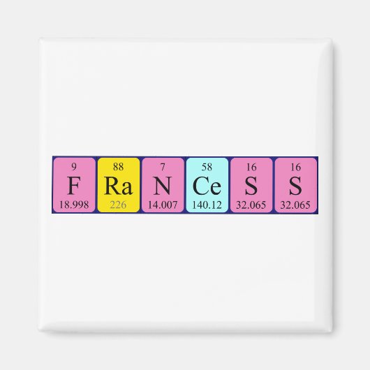 Francess periodieke table name magnet (Voorkant)