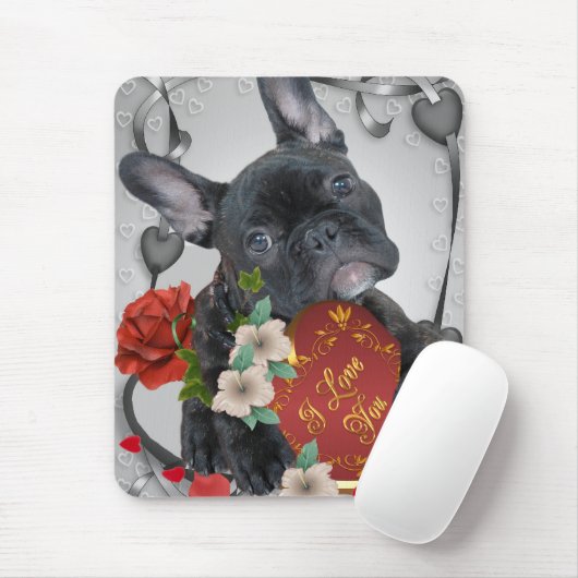 FRANCH BULLDOG Valentijn Mousepad Muismat (Met muis)