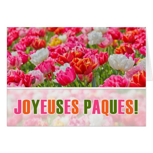 FRANCH Pasen Joyeuses Paques Pink Tulip Garden (Voorkant Horizontaal)
