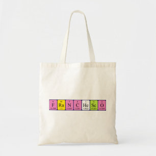Franchesco periodieke lijstnaam canvas tas