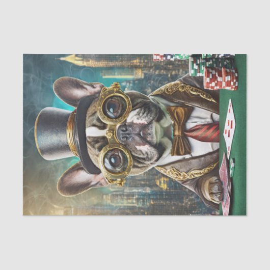 Franchie's Flush, Franse Bulldog spelen poker Tissuepapier (Voorkant)