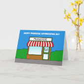 Franchise Appreciation Day Cartoon Business Kaart (Gele Bloem)