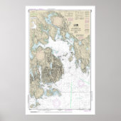 Franchman Bay en Mount Desert Island Chart Poster (Voorkant)