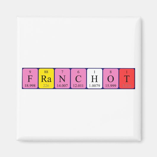 Franchot periodiek table name magnet (Voorkant)