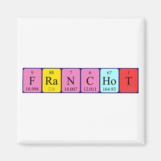 Franchot periodiek table name magnet (Voorkant)