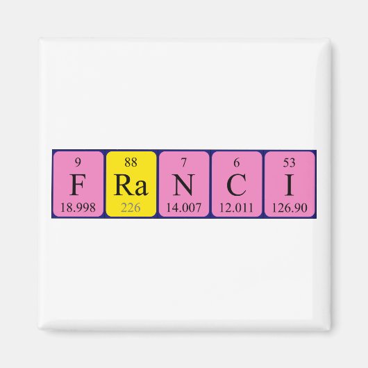 Franci periodieke table name magnet (Voorkant)