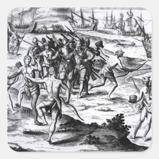 Francis Drake in de Nieuwe Wereld Vierkante Sticker (Voorkant)