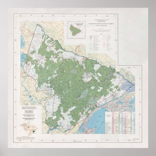 Francis Marion National Forest Map (1981) Poster (Voorkant)