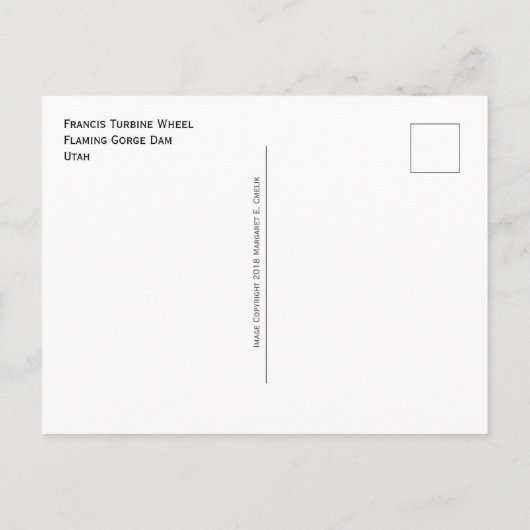 Francis Turbine Wheel, Flaming Gorge Dam, Utah Briefkaart (Achterkant)