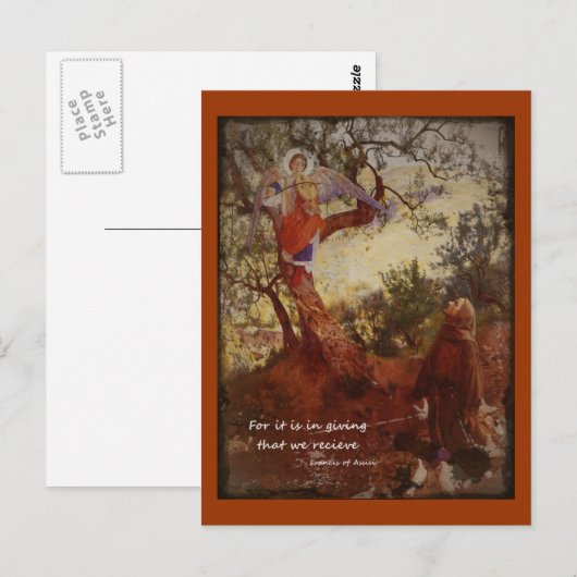 Francis van Assisi Kneeling Briefkaart (Voorkant / Achterkant)