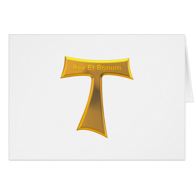 Franciscan Tau Cross Pax et Bonum Gold Metallic (Voorkant Horizontaal)