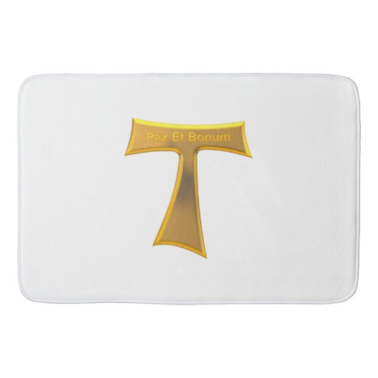 Franciscan Tau Cross Pax et Bonum Gold Metallic Badmat (Voorkant)