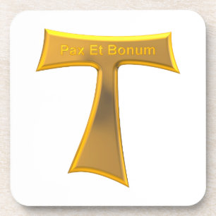 Franciscan Tau Cross Pax et Bonum Gold Metallic Bier Onderzetter