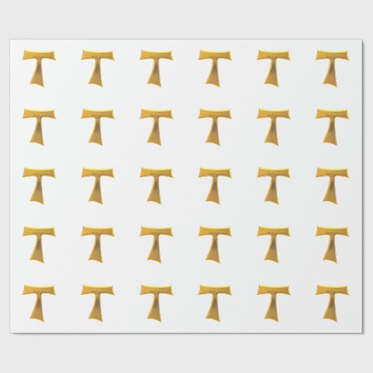 Franciscan Tau Cross Pax et Bonum Gold Metallic Cadeaupapier (Vlak)