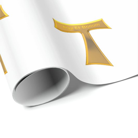 Franciscan Tau Cross Pax et Bonum Gold Metallic Cadeaupapier (Rol Hoek)