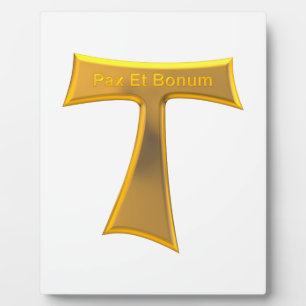 Franciscan Tau Cross Pax et Bonum Gold Metallic Fotoplaat