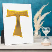 Franciscan Tau Cross Pax et Bonum Gold Metallic Fotoplaat (Zijkant)