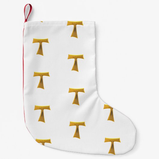 Franciscan Tau Cross Pax et Bonum Gold Metallic Kleine Kerstsok (Voorkant)