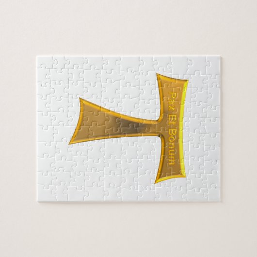Franciscan Tau Cross Pax et Bonum Gold Metallic Legpuzzel (Horizontaal)