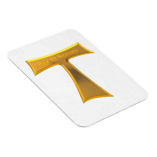 Franciscan Tau Cross Pax et Bonum Gold Metallic Magneet (Rechterzijde)