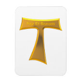Franciscan Tau Cross Pax et Bonum Gold Metallic Magneet (Verticaal)