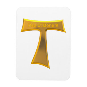 Franciscan Tau Cross Pax et Bonum Gold Metallic Magneet