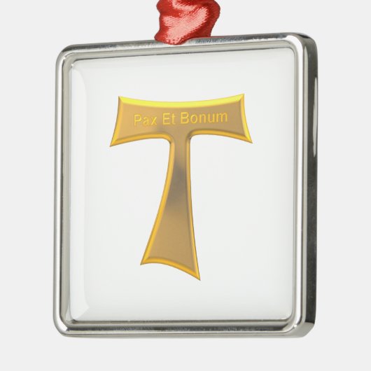 Franciscan Tau Cross Pax et Bonum Gold Metallic Metalen Ornament (Links)
