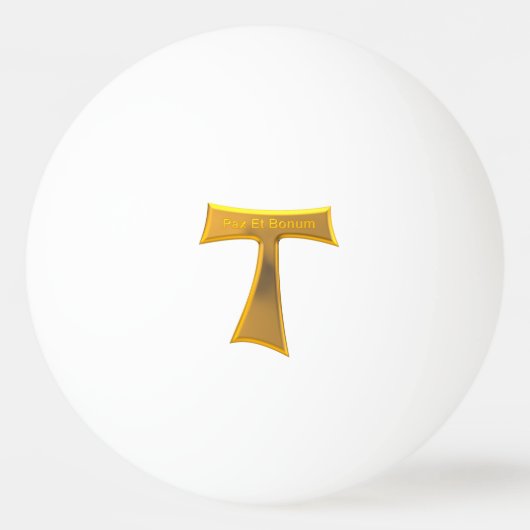 Franciscan Tau Cross Pax et Bonum Gold Metallic Pingpongbal (Voorkant)