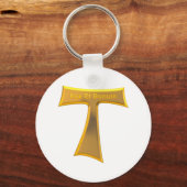 Franciscan Tau Cross Pax et Bonum Gold Metallic Sleutelhanger (Voorkant)