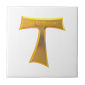 Franciscan Tau Cross Pax et Bonum Gold Metallic Tegeltje (Voorkant)