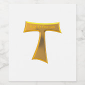 Franciscan Tau Cross Pax et Bonum Gold Metallic Wijn Etiket (Enkel label)
